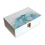 BRAHMA DESIGN Engineered Wood Decorative Gift Box For Presents, Abstract Flowers Design|Size 8" X 5" X 2.75"|Jewellery/Tarot/Knick-Knacks Storage Trunk Organiser, Gift Box For Packing