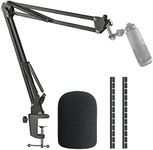 AT2020 Mic Boom Arm Stand with Pop Filter, Compatible with Audio-Technica AT2020, Audio-Technica AT2020V USB Microphone with Cable Sleeve by SUNMON