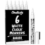 Chalkola White Chalk Pens - White Dry Erase Liquid Chalk Pens for Chalkboard, Blackboard, Window, Bistro, Car Glass, Board, Signs - 3mm Reversible Bullet & Chisel Point