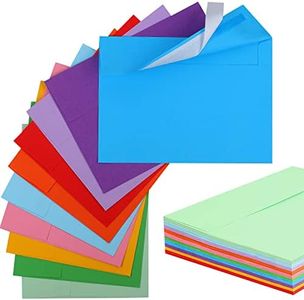 50 Pack Colored Envelopes, 5x7 Card Envelopes Self-Seal A7 Envelopes for Invitations, Printable Envelopes for Weddings, Invitations, Photos, Postcards, Greeting Cards, Mailing