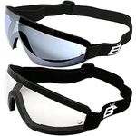 2 Skydive Skydiving Goggles One Reduced Glare Light Blue Lens and One Clear Lens With Great peripheral vision design Lenses are shatterproof polycarbonate, 100% UV protection, and are ANTI-FOG coated