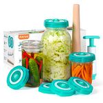 Fermentation Lids, AIEVE 6 Pack Mason Jar Fermenting Lids with Extractor Pump and Sauerkraut Pounder Fermenting Jar Lids Fermentation Kit for Wide Mouth Mason Jars to Make Sauerkraut, Kimchi, Pickles