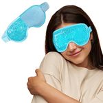 Boldhealth Polyester Eye Mask Cooling Gel With Beads For Dark Circles, Dry Eyes, Cooling Eyes, Redness, Eye Patches Eye Cooling Gel Pad Stretchable With Sleeping Mask Eye Relaxing For Women&Men -Blue