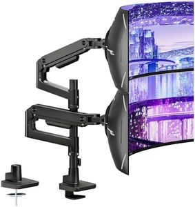 ARES WING Dual Monitor Arm Desk Mount for 17-49 Inch Ultrawide Monitors, Heavy Duty Dual Monitor Mount Holds 44 lbs, Full Motion Gas Spring Vertical Stacked Monitor Mount, 75/100 VESA Mount, Black
