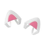 kwmobile Cat Ears for Overear Headphone (Set of 2) - Fits Headbands 1" to 1.5" (2.5cm to 3.8cm) Diameter - White/Dark Pink