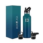 IRON °FLASK Sports Water Bottle - 20 oz, 3 Lids (Straw Lid) - Leak Proof, Durable Double Walled Stainless Steel - Gym Bottles for Men, Women & Kids - Insulated Thermos, Hot & Cold Hiking Canteen