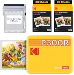 KODAK Mini 3 Retro 4PASS Portable Photo Printer (3x3 inches) Initial 8 Sheets + 60 Sheets Bundle, Yellow