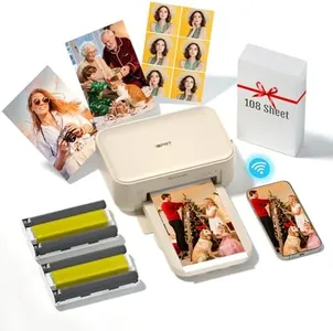 iDPRT 4x6 Photo Printer with 108 Sheets & 2 Ribbons,Instant Picture Printer - Dye Sublimation, Portable Color Photo Printers for iPhone, Android, WI-Fi Connnecting, Home Use