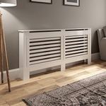 DuraTherm® Radiator Cover 1720mm White MDF Cabinet Shelf Extra Large for Radiators, Horizontal Slats