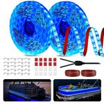 JUIOHAKY Pontoon Boat Lights Marine LED Strip Lights, Boat LED Strip Lights 12V Waterproof, LED Boat Lights Interior Boat Deck Lights for Kayak, Jon Boat, Bass Boat, Fishing Boat (Blue, 32.8ft)