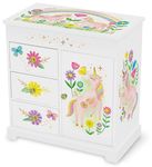 Princess Musical Jewelry Box for Girls - Kids Music Box with Drawers, Fairytale Gifts for Little Girls Birthday, Princess Jewelry Boxes for Ages 3-10 - 22,9 x 12,7 x 23,5 cm, White