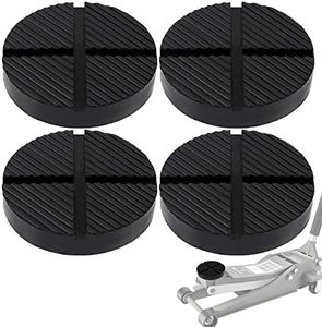 Tanstic 4Pcs Black Floor Jack Rubber Pad Kit, Cross Groove Universal Jack Pad Adapter Pinch Weld Side Frame Rail Protector Puck Pad for Car