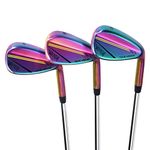 WENGH Golf Wedge Set Right Handed for Men and Women – Includes 52 Degrees Gap Wedge, 56 Degrees Sand Wedge and 60 Degrees Lob Wedge with CNC Milled Face,-Rainbow Color