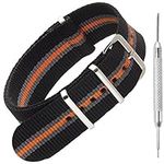 Sniper Bay NATO Strap Watch Strap – NATO Watch Straps for Men and Women with Military-Grade Nylon, Stainless Steel – 18 mm, 20 mm, 22 mm, 24 mm Wrist Strap Widths (22 mm, Black/Grey/Orange)