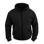 SPEED MAXX LTD Mens Black Fleece Hoodie with Kevlar Lining Removable Armour Motorbike Motorcycle Jacket (XL)