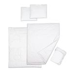 5 Piece Baby Bedding Duvet Pillow with Covers & Jersey Sheet fits 90x40cm Crib (White)