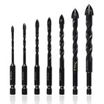 Bestgle 7 Pcs Masonry Drill Bits Ceramic Tile Drill Bits Cemented Carbide Tip Drilling for Porcelain Ceramic Tile, Concrete, Brick Wall, Glass, Mirrors, Plastic, and Wood, 3/4/5/6/8/10/12mm