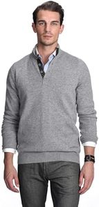 State Cashmere Button Up Mock Neck Sweater - Long Sleeve Pullover for Men Made with 100% Pure Cashmere Sourced from Inner Mongolia Goats - Soft, Lightweight & Versatile - (Pale Charcoal, Medium)