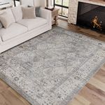 Area Rugs for Living Room Rug Machine Washable 8x10 Area Rug Vintage Floral Carpet Rugs for Bedrooms Office Rug Oriental Dining Room Rug Distressed Large Retro Rug Grey