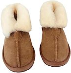 Best Gift Choice UGG Women's Ankle Slippers,Australian Premium Wool, Anti-Slip, Super Warm and Comfort, Chestnut EU 39