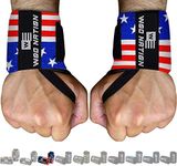 WOD Nation Wrist Wraps for Weightlifting, 12” Professional Gym Wrist Straps w/Thumb Loop, Wrist Wraps for Men & Women, Wrist Support Wraps for Strength Training, Powerlifting & Bodybuilding (Flag)