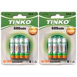 TINKO 8 x AAA 600mAh 1.2v RECHARGEABLE NI-MH BATTERIES FOR CORDLESS PHONE/SOLAR LIGHTS