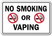 No Smoking Or Vaping Business Decal | Indoor/Outdoor | Funny Home Décor for Garages, Living Rooms, Bedroom, Offices | SignMission Drugs Cigarettes Vapor Smoke Rules Decalage Decal Decoration