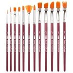 H&S Paint Brush Set - For Oil, Watercolour & Acrylic Painting - Professional Flat and Round Artist Paintbrushes - Made With Synthetic Hair - Pack of 12 Brushes for Artists