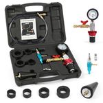 Coolant Vacuum Refill Tool Kit Engine Cooling System Vacuum Purge & Refill Kit New Coolant Bleeder Kit with 4 Rubber Sleeves & 1 Universal Adapter Cone Plug (with Carrying Case) (4 Connectors)