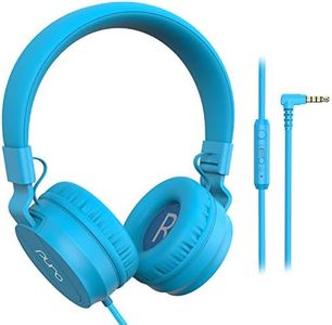 PuroBasic Volume Limiting Wired Headphones for Kids, Boys, Girls 2+ Foldable & Adjustable Headband, Compatible with iPad, iPhone, Android, PC & Mac – by Puro Sound Labs (Blue)