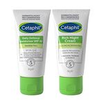 Cetaphil SPF 50 Day Cream 50g + Night Face Moisturiser 50g Skincare Set, Daily Defence Moisturiser & Rich Night Cream, For Sensitive Skin