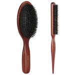 BESTOOL Hair Brush, 100% Pure Boar Bristle Hair Brush for Women Men Children, Natural Bristles for Thin and Fine Hair, Slick Back Hair Brush, Restore Shine and Texture