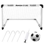 Kamiya Football Goal, Foldable Football Goals Posts for Kids, 90 x 60 x 60 cm, 5-in-1 Set Children Football Sport Games Toy Gifts, Foldable Football Garden Goals for Indoor and Outdoor Use, White