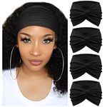 DRESHOW 4 Pack Turban Headbands for Women Wide Vintage Head Wraps Knotted Cute Hair Bands Accessories