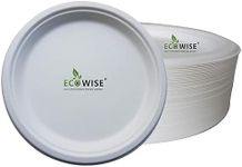 Super Rigid Strong Large Bagasse Plates Biodegradable Compostable ECO Friendly Dinner Party Plates - 10 inch, Made of Sugarcane, Ideal for Everyday USE Birthday Party Picnic BBQ Work (Pack of 50)