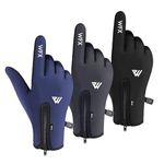 WESTWOOD FOX Cycling Gloves for Kids,Thermal Winter gloves for Boy Girl,Windproof,Anti-Slip,Touchscreen, Palm Grip, Full Finger Gloves for Cycling, Hiking, Mountain Biking, Running (L, BLACK)