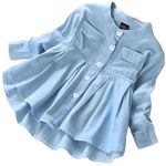 Kids' Long Sleeve Button Down Denim Shirt Dresses for Baby Girls, (3-4 Years, Light Blue)