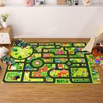 Zacoo Kids Carpet Playmat Rug 5x7 Ft City Life Game Play Area Rug Kids Baby Childern Educational Road Traffic Play Mat Super Soft Non Slip Car City Map for Toddler Nursery Playroom Classroom, Grey