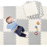 LIVINGbasics Baby Play Mat, 18 pcs Puzzle EVA Foam Exercise Play Mat 1.62 Sqm Coverage Interlocking Floor Tiles, 0.39" Thick Portable Crawling Floor Mats for Kids Toddler