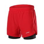 Lixada Men's 2-in-1 Running Shorts Quick Drying Breathable Active Training Exercise Jogging Cycling Shorts with Longer Liner