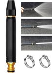 Water spray gun for Car Wash Bike Washing Gun for 1/2" Hose Pipe High Pressure Water Guns Nozzle Adjustable Car Washer Gun Brass Jet Water Spray Nozzle for Garden (Nozzle With 2Pcs Clamp)