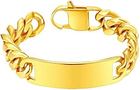 Men's Gold Plated ID Bracelets Stainless Steel Mens Wristbands Gold Plated Wrist Chain Mens Chain Bracelet