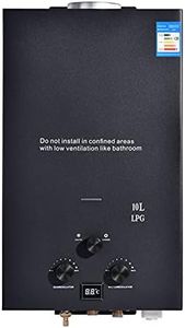 Chauffe-eau au Gaz Propane GPL 10L, Chauffe-eau Instantané Sans Réservoir 20kw avec Kit de Douche, Brûleur de Chaudière pour Camping, Rv, Maison (Noir)