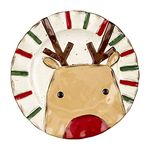 Mud Pie Farmhouse Christmas Salad Plate, Reindeer, 8" Dia