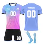 Personalised Football Shirt Football Gifts for Boys Customizable Football Kits for Kids Football Training Shirts Shorts and Socks Tracksuit for Children and Adults