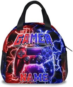 UNIKITTY Gaming Lunch Box for Boys & Girls – Personalized Gamer Lunchbox with Name, Insulated Reusable Bento Lunch Bag for School