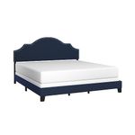 Hillsdale Cynthia Modern Upholstered King Bed with Nailhead Headboard, Navy Blue