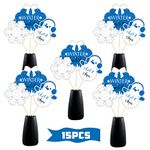 Winter Wonderland Centerpiece Sticks - Snowflakes and Snowman Sign - Baby First Birthday Party Table Toppers - 15PCS