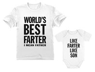 Tstars Best Farter I Mean Father - Like Farter Like Son Funny Dad & Me Matching Set Dad White XX-Large/Son White 12M (6-12M)