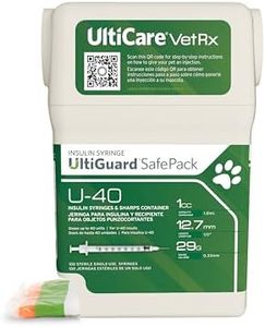 UltiCare VetRx U-40 UltiGuard Safe Pack Pet Insulin Syringes with Needle 1cc, 29G x 1/2'', 100ct